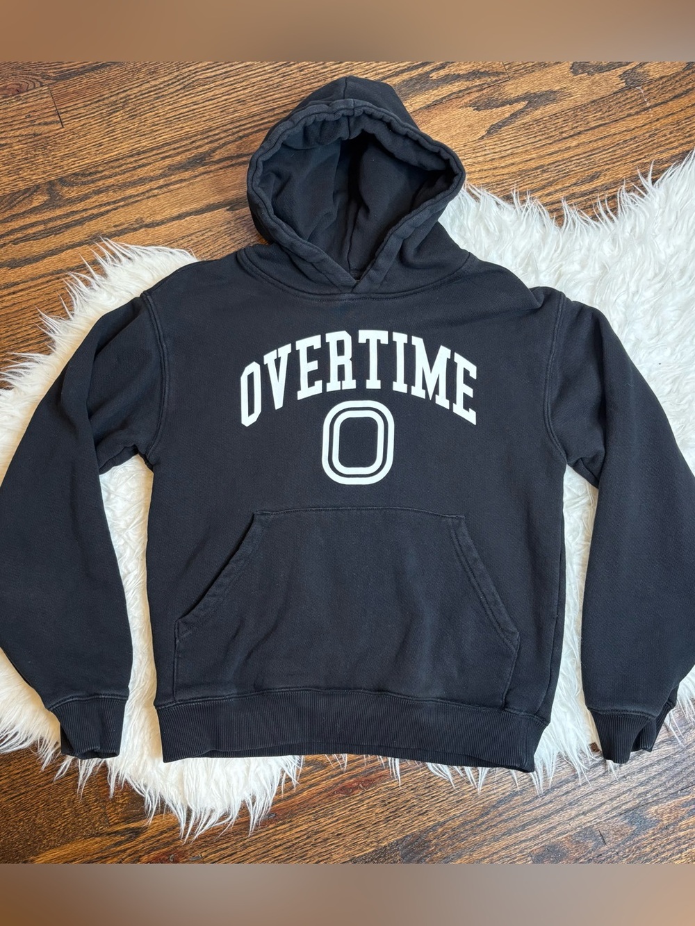 Overtime Youth Large Black Pullover Hoodie Sweatshirt Basketball Streetwear EUC